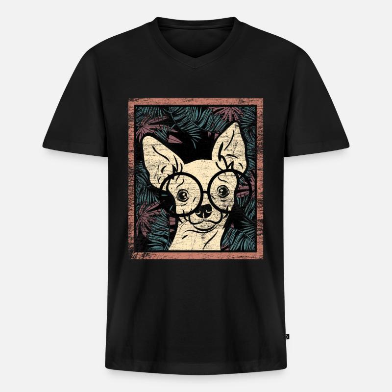 Chihuahua Geschenk - Männer Premium Bio T-Shirt mit V-Ausschnitt - Schwarz