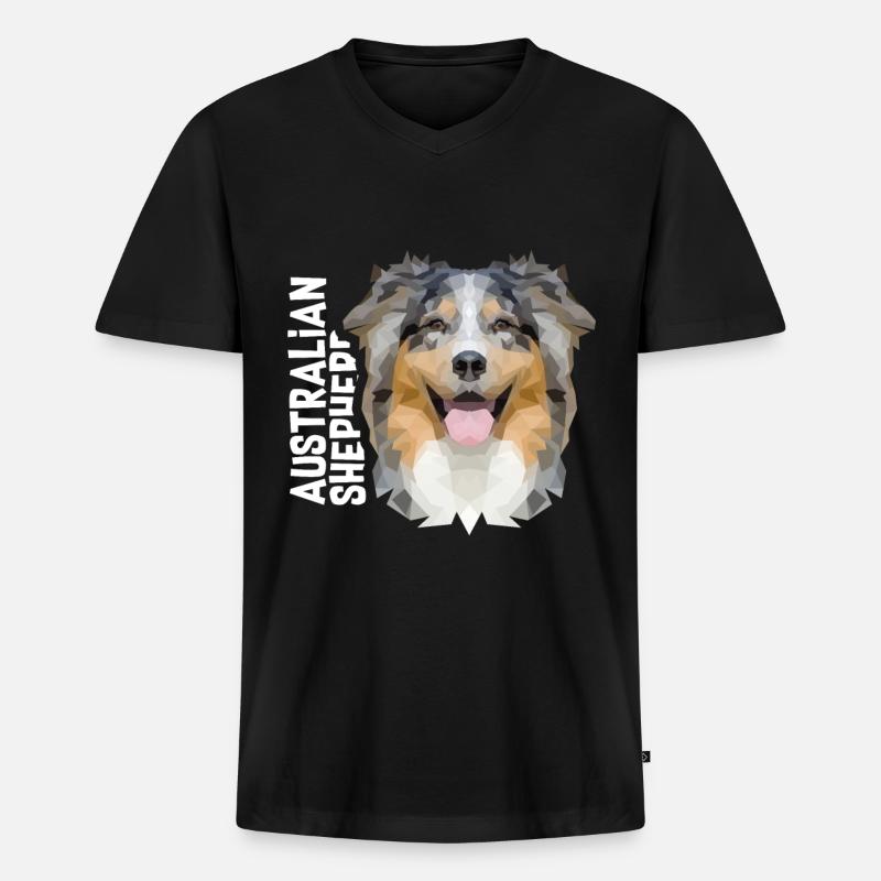 Australian Shepherd - Männer Premium Bio T-Shirt mit V-Ausschnitt - Schwarz