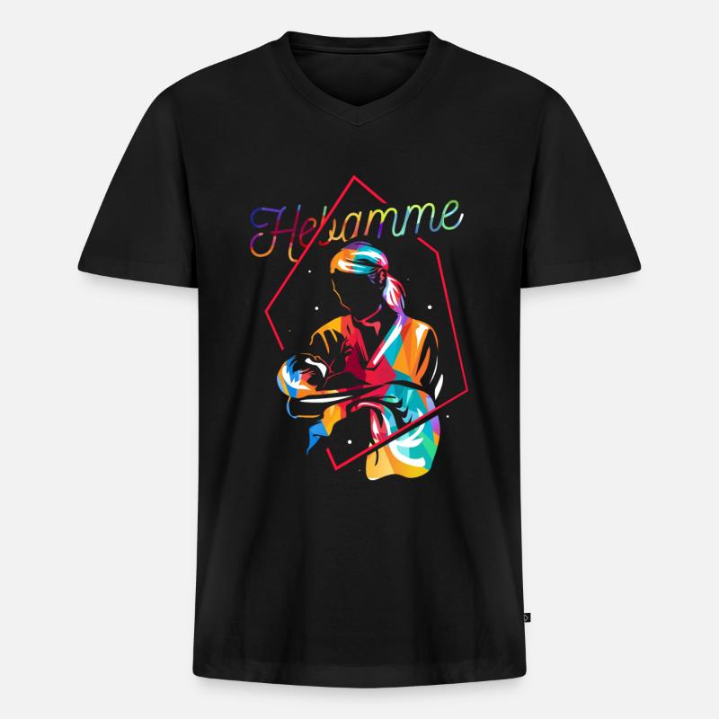 Hebamme Geschenk - Männer Premium Bio T-Shirt mit V-Ausschnitt - Schwarz