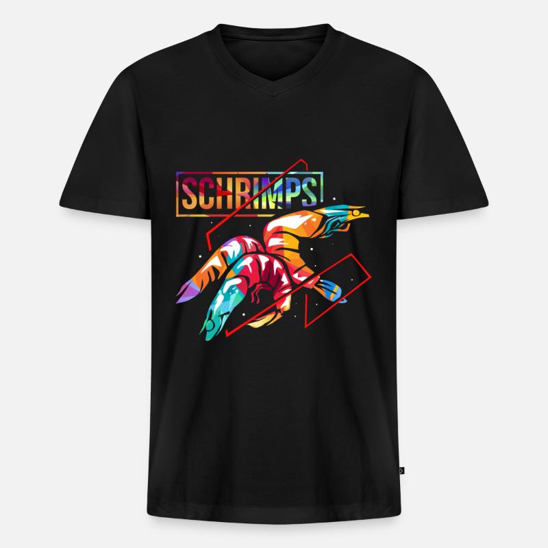 Garnelen Geschenk - Männer Premium Bio T-Shirt mit V-Ausschnitt - Schwarz