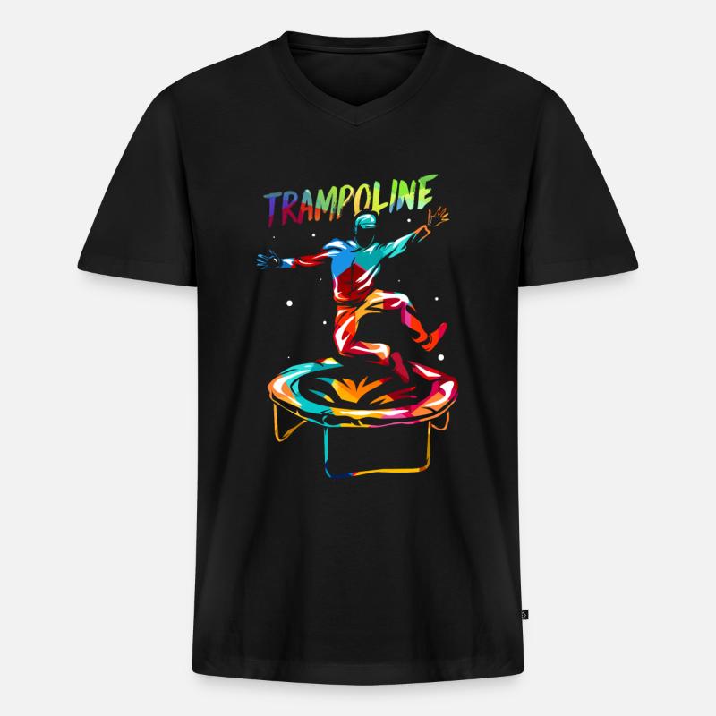 Trampolin - Männer Premium Bio T-Shirt mit V-Ausschnitt - Schwarz