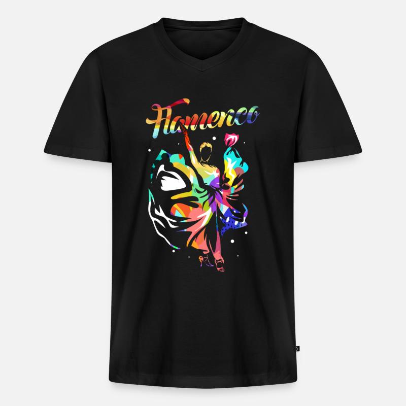 Flamenco Geschenk - Männer Premium Bio T-Shirt mit V-Ausschnitt - Schwarz