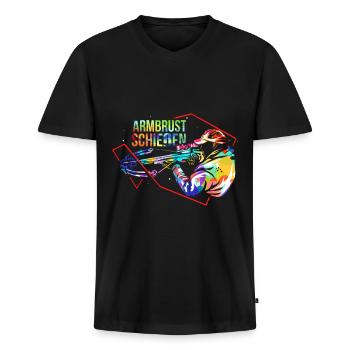 Crossbow shooting gift - Men's Premium Organic T-shirt with V-neck - black - Front - Nico (187cm)