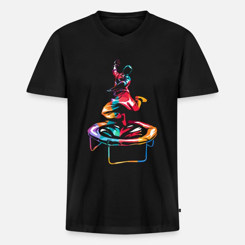Trampolin - Männer Premium Bio T-Shirt mit V-Ausschnitt - Schwarz