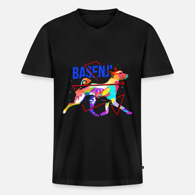 Basenji Geschenk - Männer Premium Bio T-Shirt mit V-Ausschnitt - Schwarz