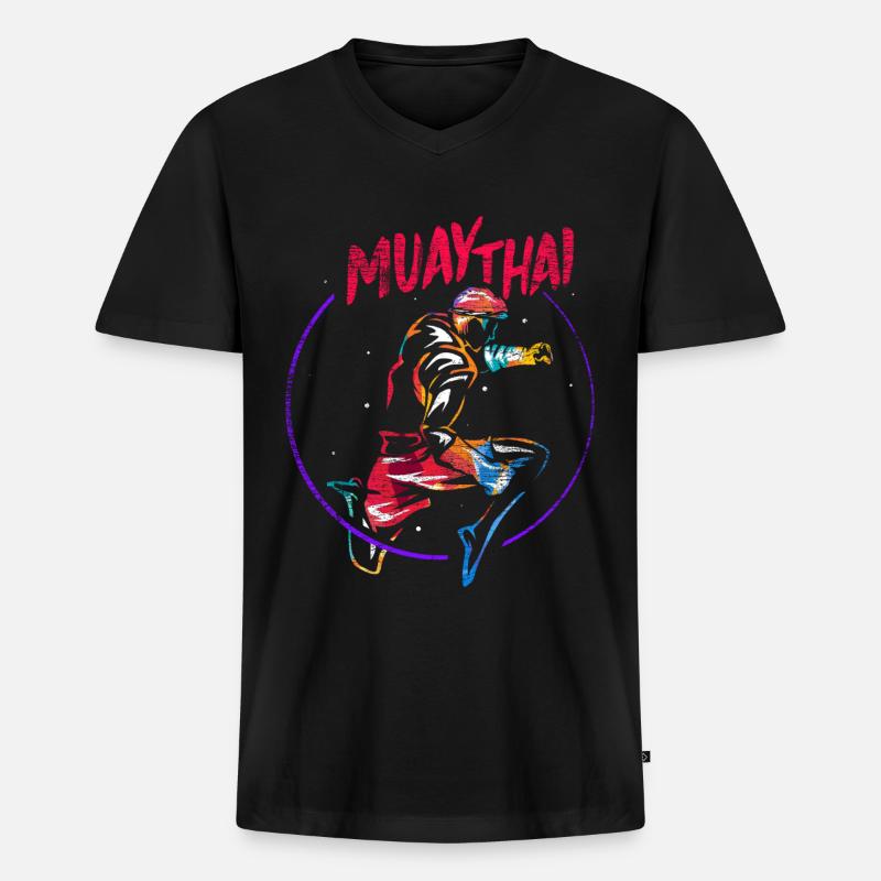 Muay Thai Boxing Geschenk - Männer Premium Bio T-Shirt mit V-Ausschnitt - Schwarz