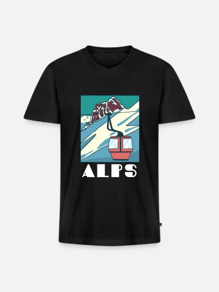 Alps - Men's Premium Organic T-shirt with V-neck - black