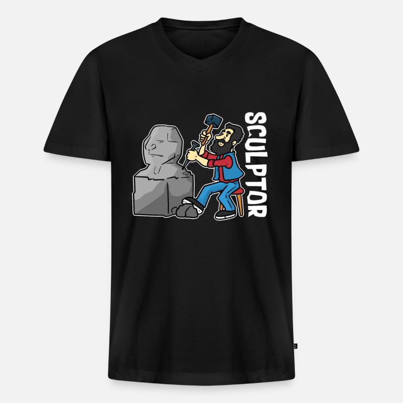 Skulptur Bildhauer - Männer Premium Bio T-Shirt mit V-Ausschnitt - Schwarz