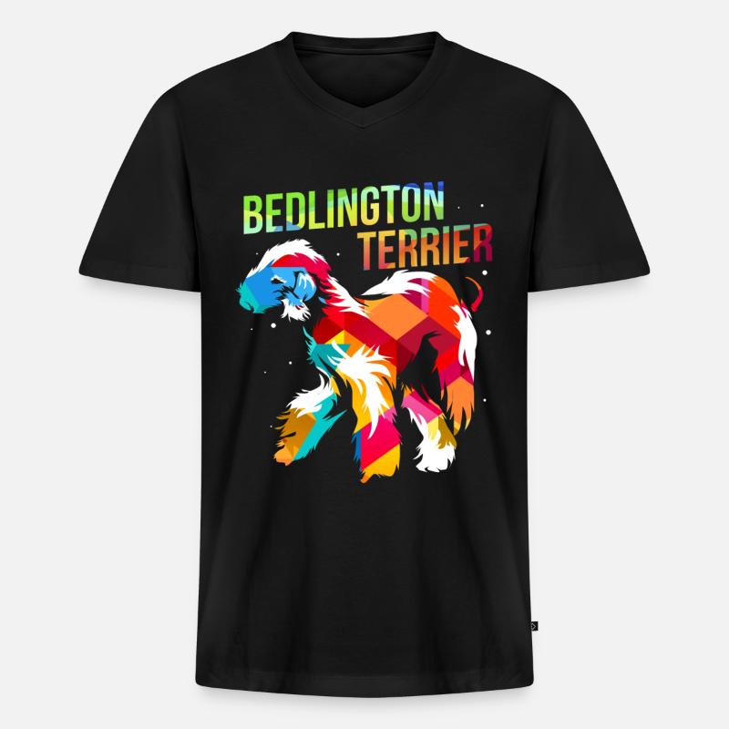 Bedlington Terrier - Männer Premium Bio T-Shirt mit V-Ausschnitt - Schwarz