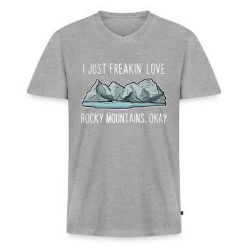 Rocky Mountains - Men's Premium Organic T-shirt with V-neck - heather grey - Front