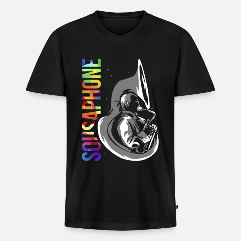 Sousaphon - Männer Premium Bio T-Shirt mit V-Ausschnitt - Schwarz