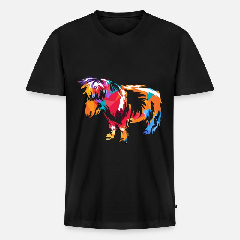 Shetlandpony - Männer Premium Bio T-Shirt mit V-Ausschnitt - Schwarz