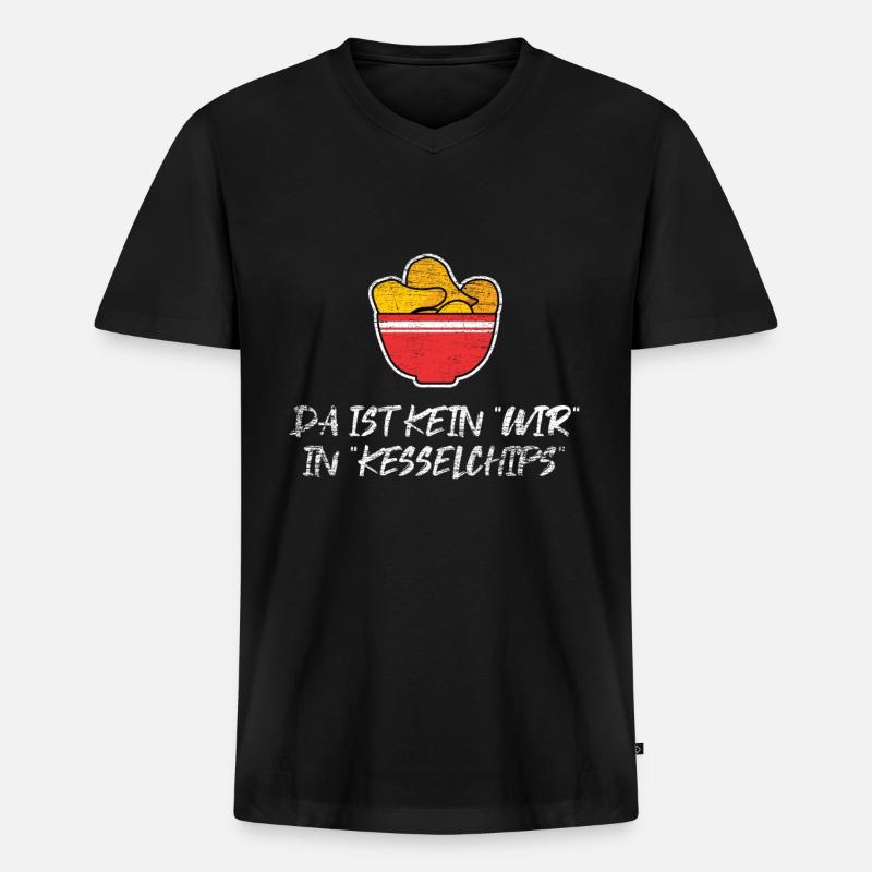 Kesselchips Chips Snack Knabbern - Männer Premium Bio T-Shirt mit V-Ausschnitt - Schwarz