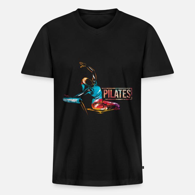 Pilates Geschenk - Männer Premium Bio T-Shirt mit V-Ausschnitt - Schwarz