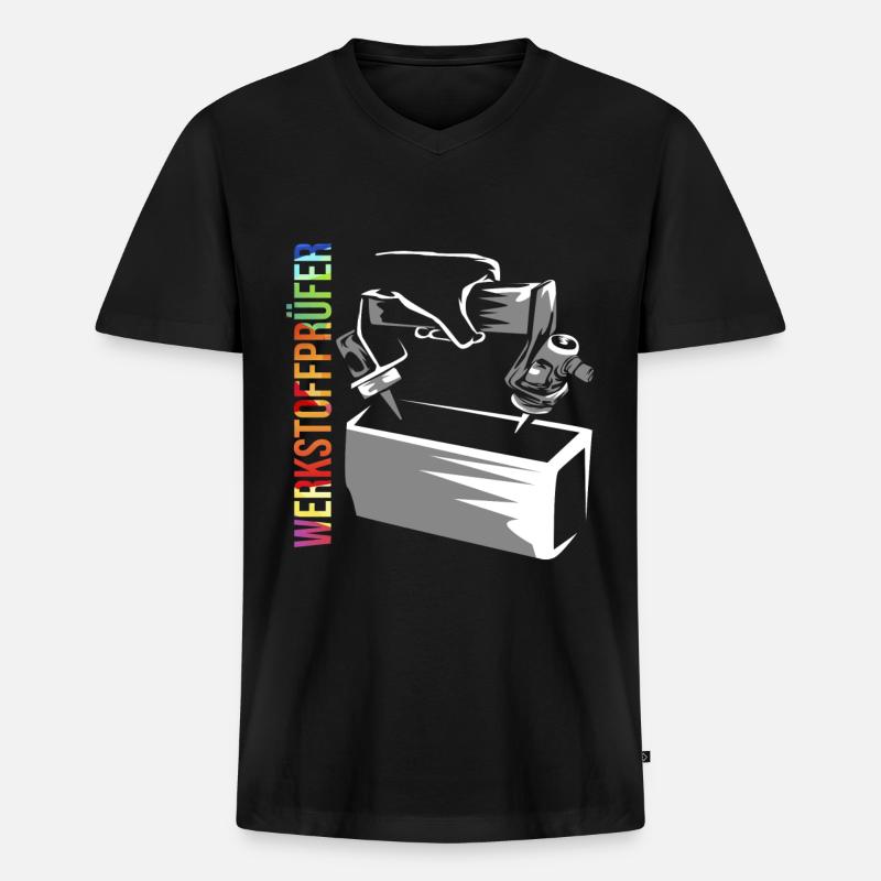 Werkstoffprüfer - Männer Premium Bio T-Shirt mit V-Ausschnitt - Schwarz