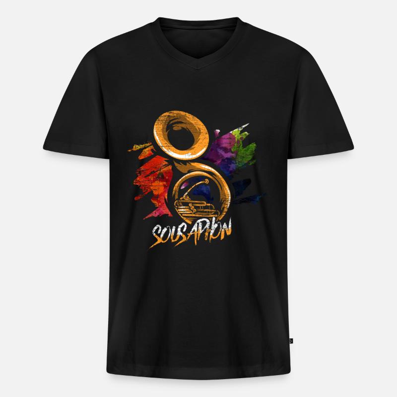 Sousaphon Geschenk - Männer Premium Bio T-Shirt mit V-Ausschnitt - Schwarz