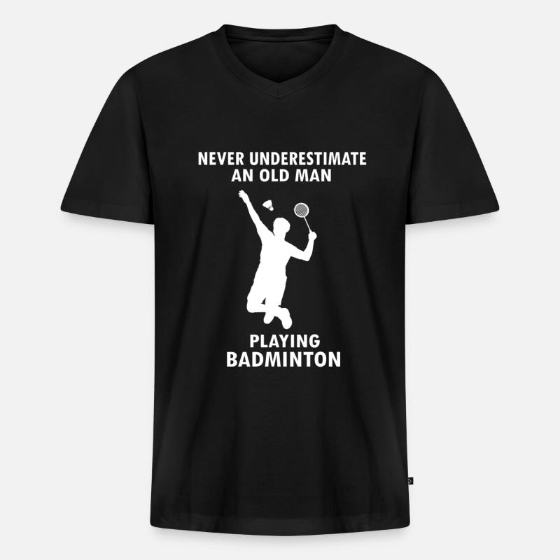 Badminton - Männer Premium Bio T-Shirt mit V-Ausschnitt - Schwarz
