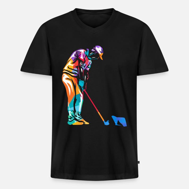 Minigolf - Männer Premium Bio T-Shirt mit V-Ausschnitt - Schwarz