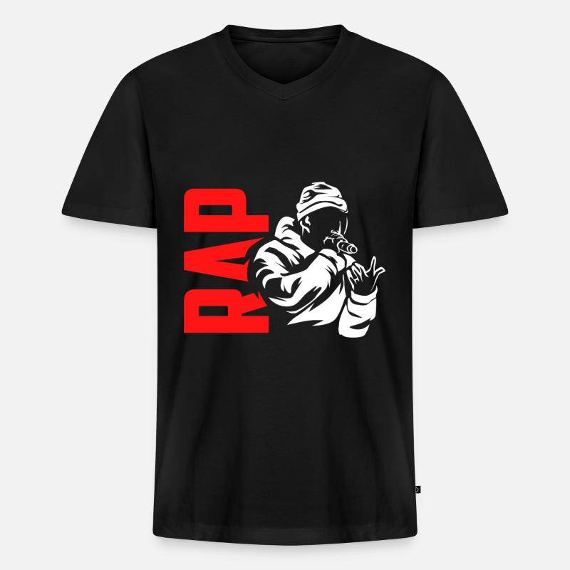 Rap - Männer Premium Bio T-Shirt mit V-Ausschnitt - Schwarz