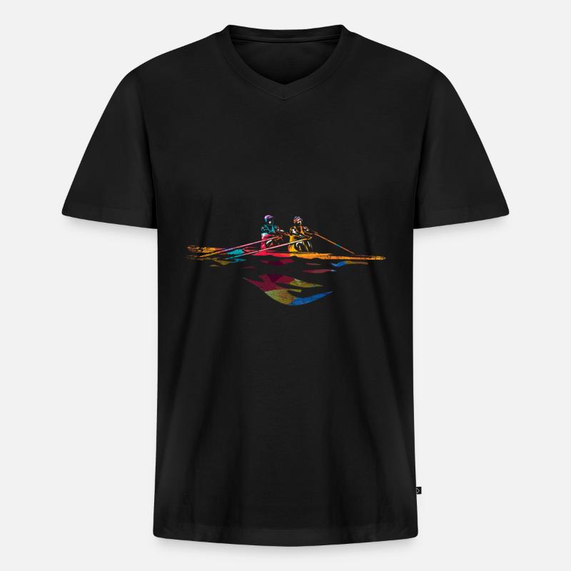 Rudern Geschenk - Männer Premium Bio T-Shirt mit V-Ausschnitt - Schwarz