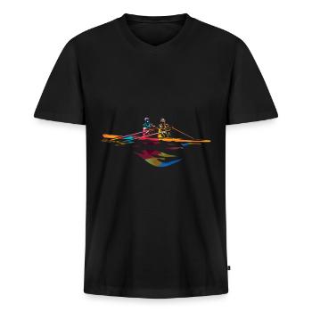 rowing - Men's Premium Organic T-shirt with V-neck - black - Front - Nico (187cm)
