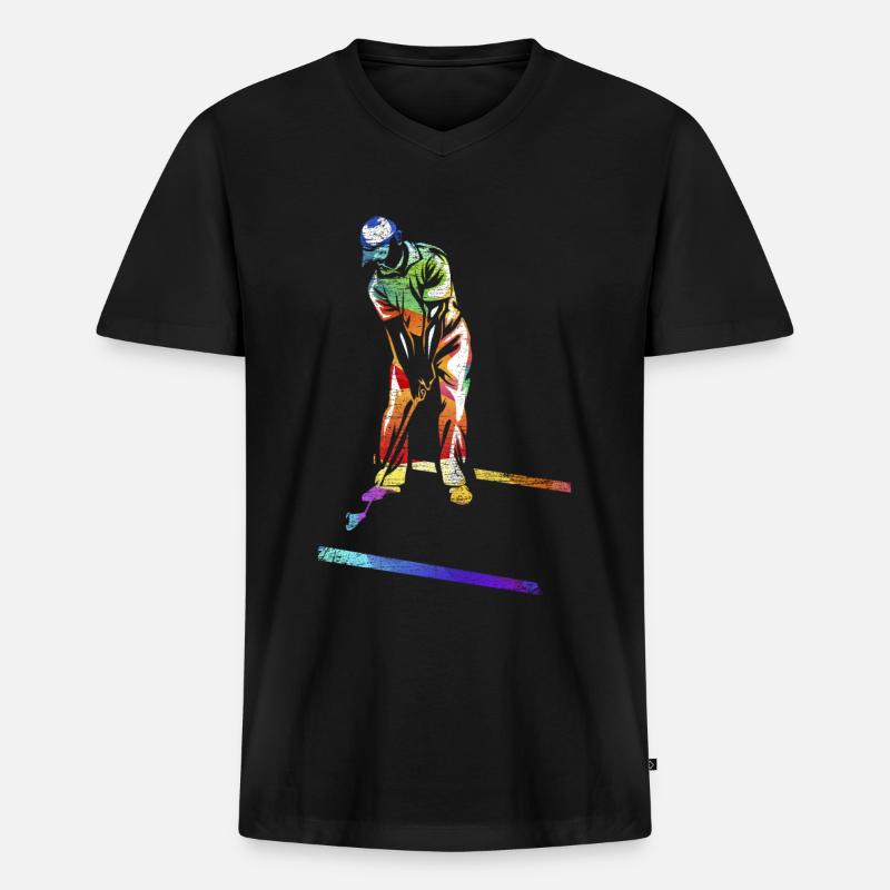 Minigolf Geschenk - Männer Premium Bio T-Shirt mit V-Ausschnitt - Schwarz