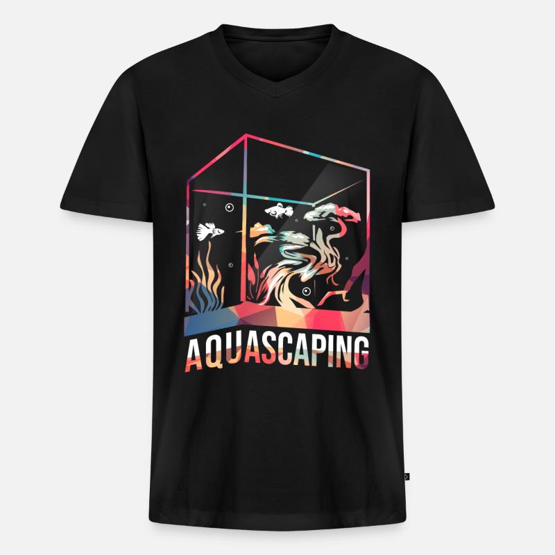Aquascaping Geschenk - Männer Premium Bio T-Shirt mit V-Ausschnitt - Schwarz