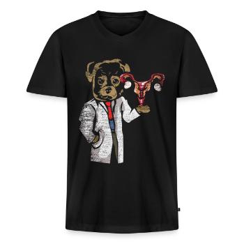 Gynäkologe Hund - Männer Premium Bio T-Shirt mit V-Ausschnitt - Schwarz - Vorne - Nico (187cm)
