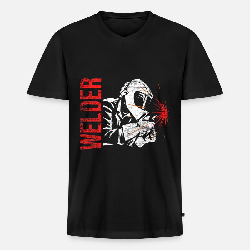 Beruf Schweißer Schweißen - Männer Premium Bio T-Shirt mit V-Ausschnitt - Schwarz
