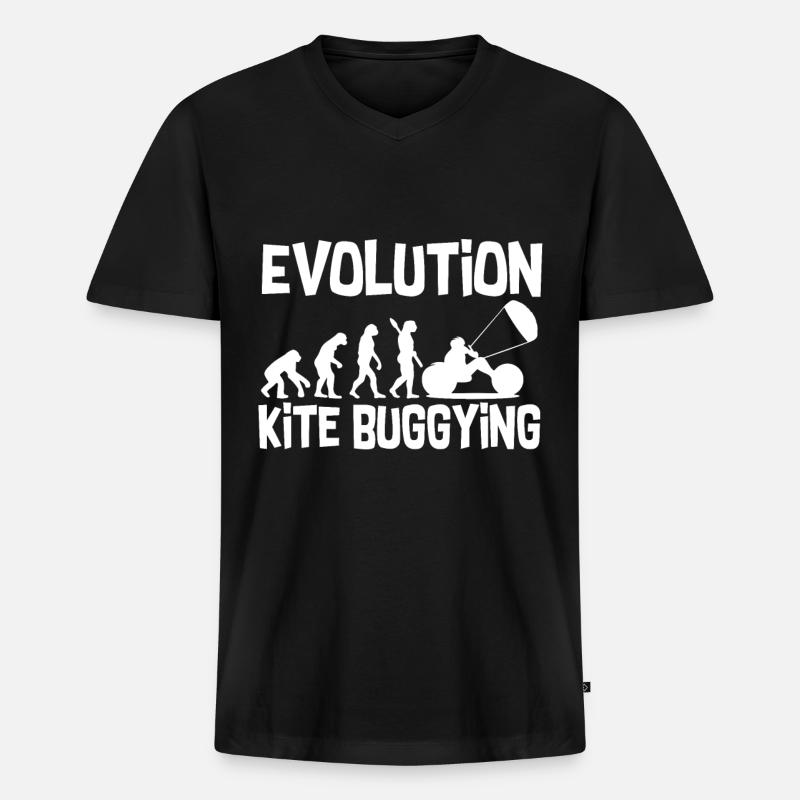 Evolution Kite Buggying - Männer Premium Bio T-Shirt mit V-Ausschnitt - Schwarz