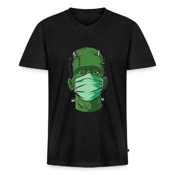 halloween 2020 Corona Virus - Männer Premium Bio T-Shirt mit V-Ausschnitt - Schwarz - Vorne - Nico (187cm)