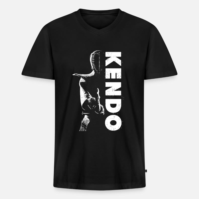 Kendo-Jungen - Männer Premium Bio T-Shirt mit V-Ausschnitt - Schwarz