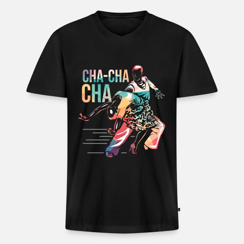 Cha Cha - Männer Premium Bio T-Shirt mit V-Ausschnitt - Schwarz