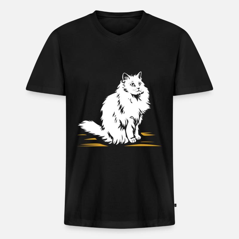 Ragdoll-Katze - Männer Premium Bio T-Shirt mit V-Ausschnitt - Schwarz