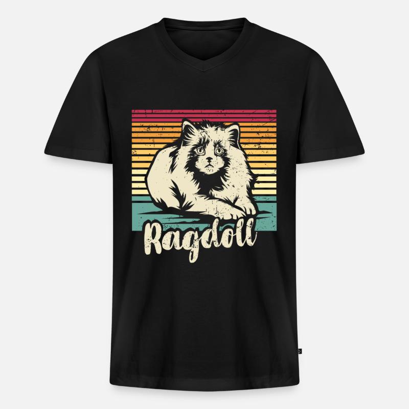 Ragdoll-Katze - Männer Premium Bio T-Shirt mit V-Ausschnitt - Schwarz
