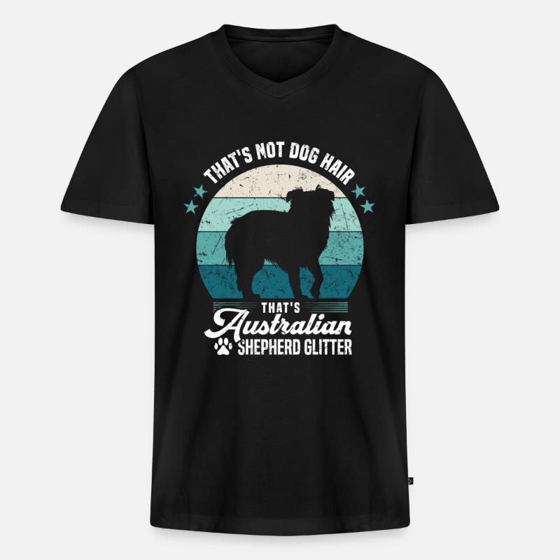 Australian Shepherd Glitzer Aussie Hunde - Männer Premium Bio T-Shirt mit V-Ausschnitt - Schwarz