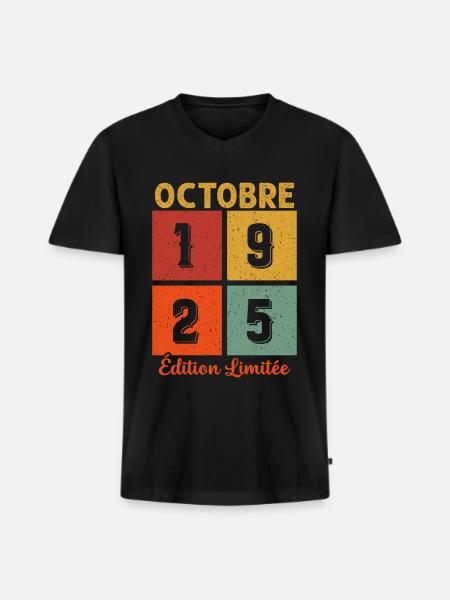 Octobre 1925 Édition limitée - T-shirt encolure en V Premium bio Homme - noir