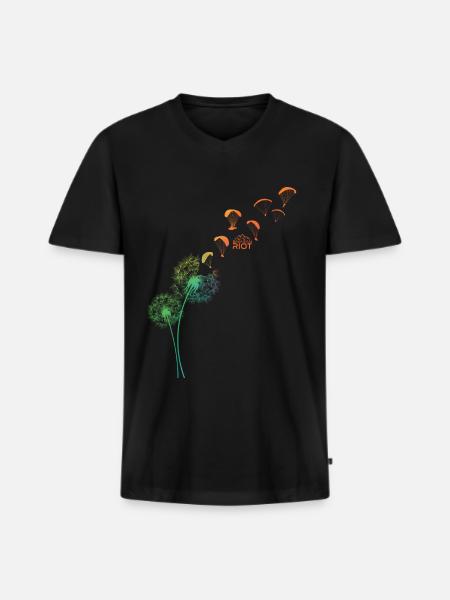 Dandelion Gleitschirm - Männer Premium Bio T-Shirt mit V-Ausschnitt - Schwarz