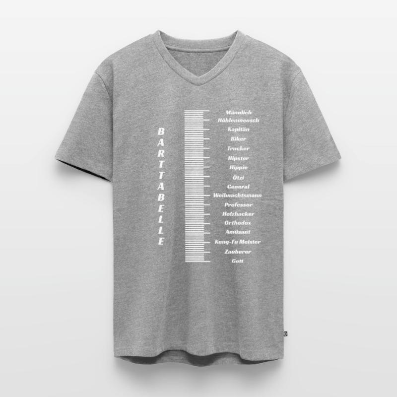 Bart mit Tabelle Bartchart Bartlänge Bartmessen Männer Premium Bio T-Shirt mit V-Ausschnitt