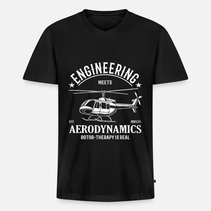 Hubschrauber – Engineering meets Aerodynamics - Männer Premium Bio T-Shirt mit V-Ausschnitt - Schwarz
