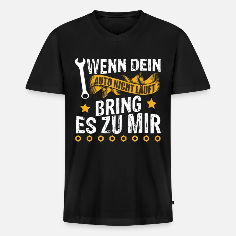 Öl Auto Mechaniker Mechatroniker - Männer Premium Bio T-Shirt mit V-Ausschnitt - Schwarz