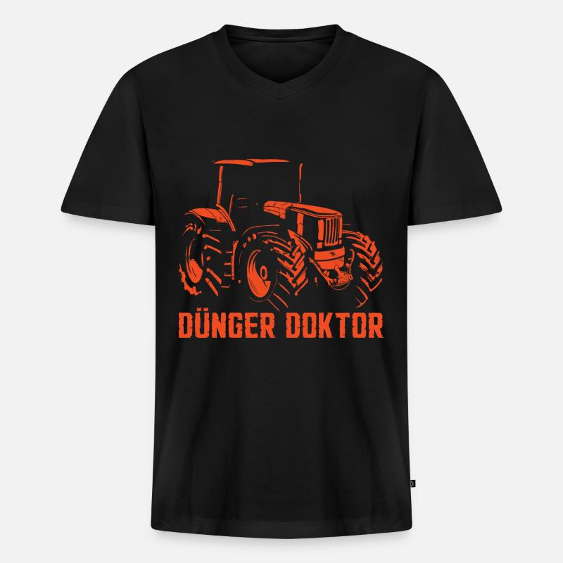 Dünger Doktor - Männer Premium Bio T-Shirt mit V-Ausschnitt - Schwarz