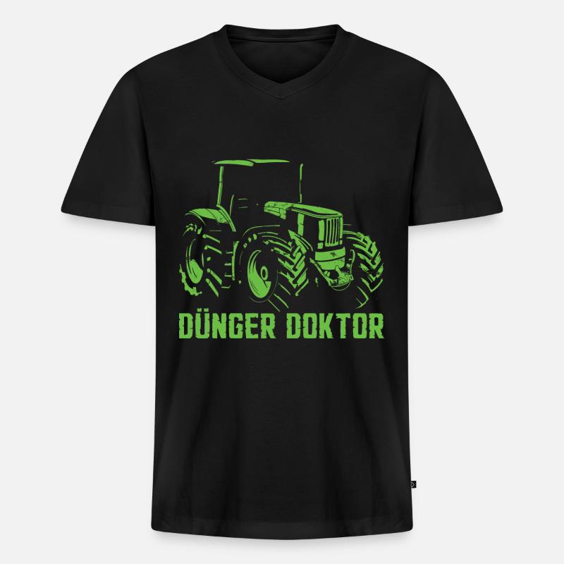 Dünger Traktor - Männer Premium Bio T-Shirt mit V-Ausschnitt - Schwarz