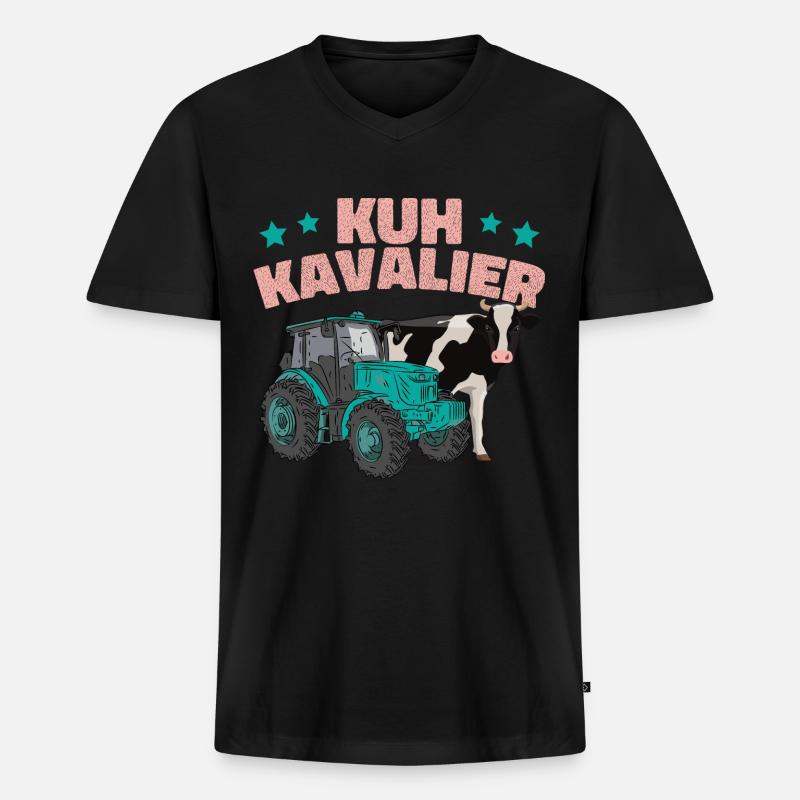 Kuh Kavalier - Männer Premium Bio T-Shirt mit V-Ausschnitt - Schwarz
