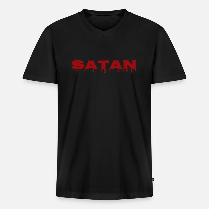 Satan - Männer Premium Bio T-Shirt mit V-Ausschnitt - Schwarz
