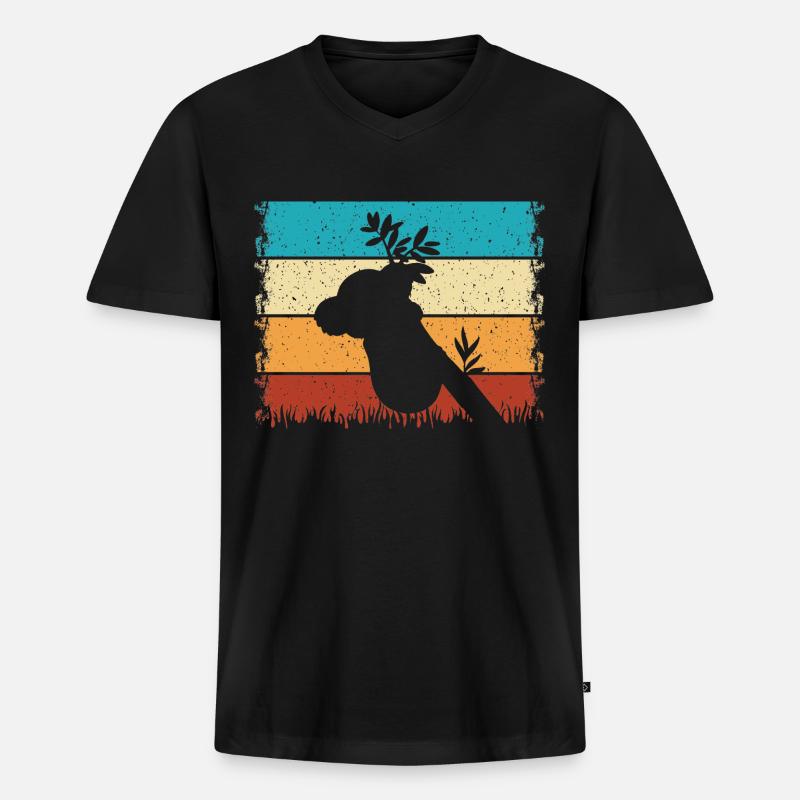Koala - Männer Premium Bio T-Shirt mit V-Ausschnitt - Schwarz