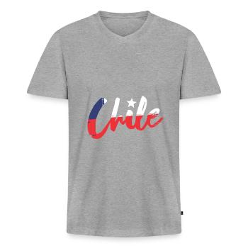 Chili - T-shirt encolure en V Premium bio Homme - gris chiné - Devant