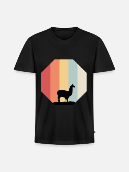 Alpaka - Männer Premium Bio T-Shirt mit V-Ausschnitt - Schwarz