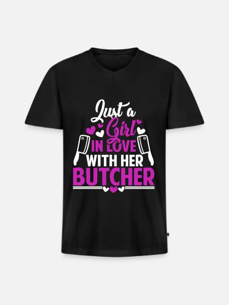 Metzger - Männer Premium Bio T-Shirt mit V-Ausschnitt - Schwarz