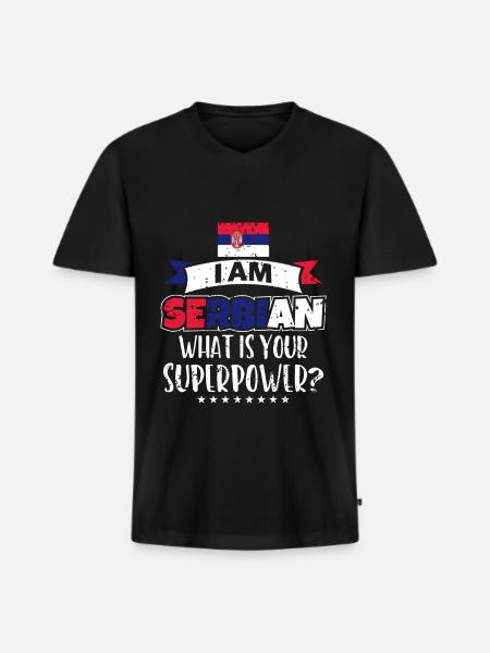 Serbien - Männer Premium Bio T-Shirt mit V-Ausschnitt - Schwarz